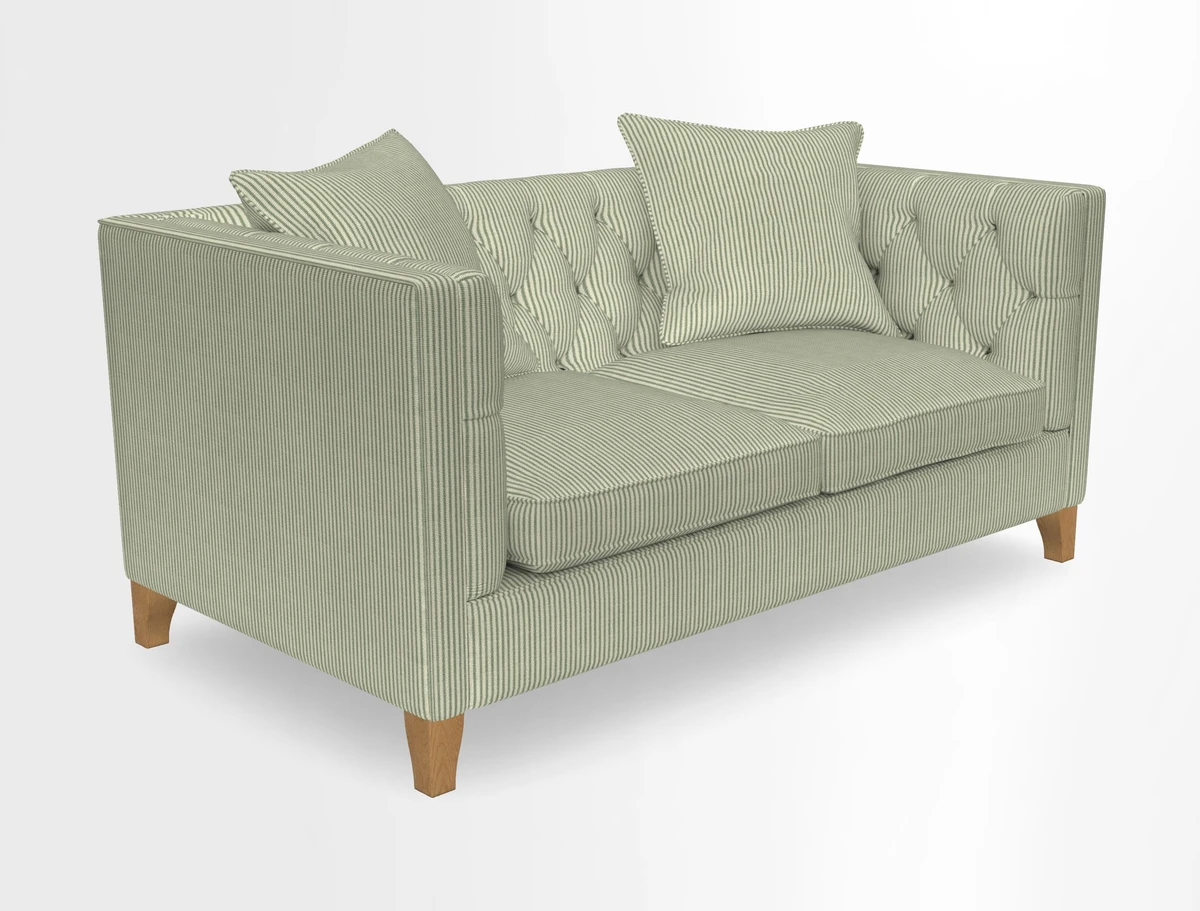 Haresfield 3 seater sofa in Whernside Spring Grass and Stockport Stripe Hunter 