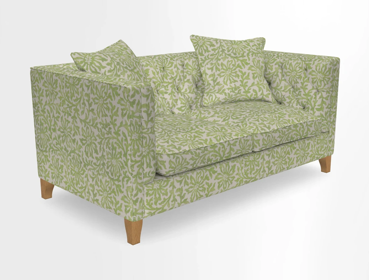 Haresfield 3 seater sofa in Whernside Spring Grass and Stockport Stripe Hunter 