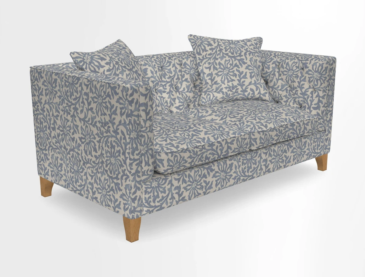 Haresfield 3 seater sofa in Whernside Spring Grass and Stockport Stripe Hunter 