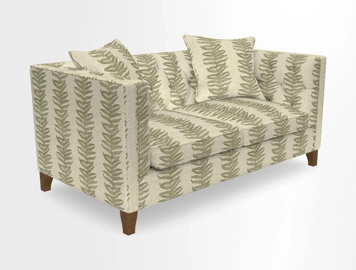 Haresfield 3 seater sofa in Whernside Spring Grass and Stockport Stripe Hunter 