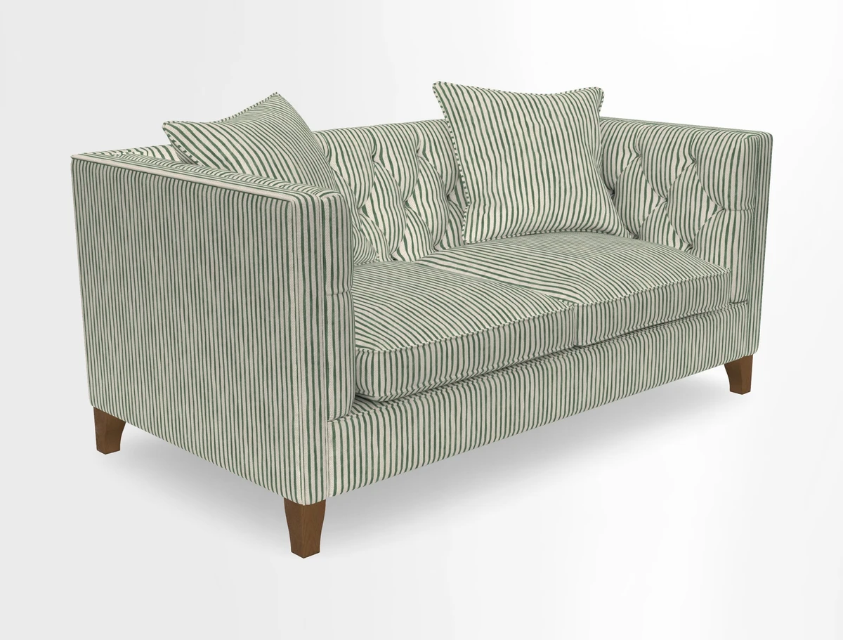 Haresfield 3 seater sofa in Whernside Spring Grass and Stockport Stripe Hunter 
