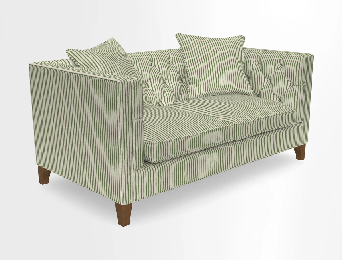 Haresfield 3 seater sofa in Whernside Spring Grass and Stockport Stripe Hunter 