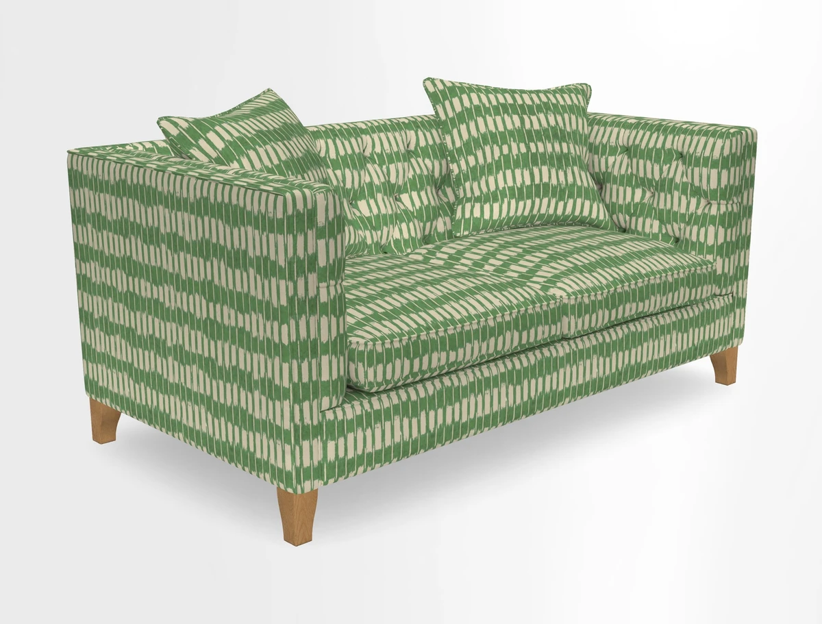 Haresfield 3 seater sofa in Whernside Spring Grass and Stockport Stripe Hunter 