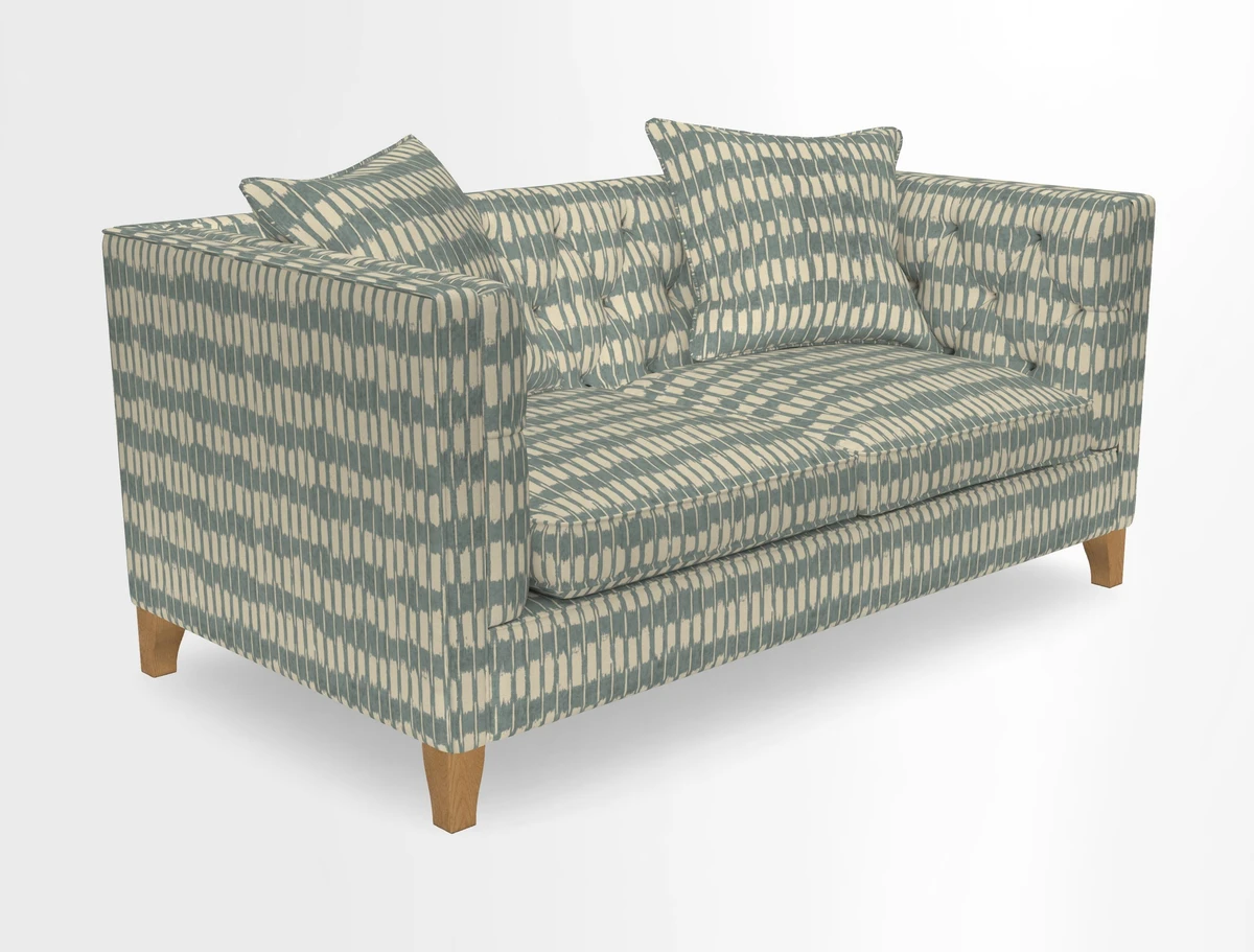 Haresfield 3 seater sofa in Whernside Spring Grass and Stockport Stripe Hunter 