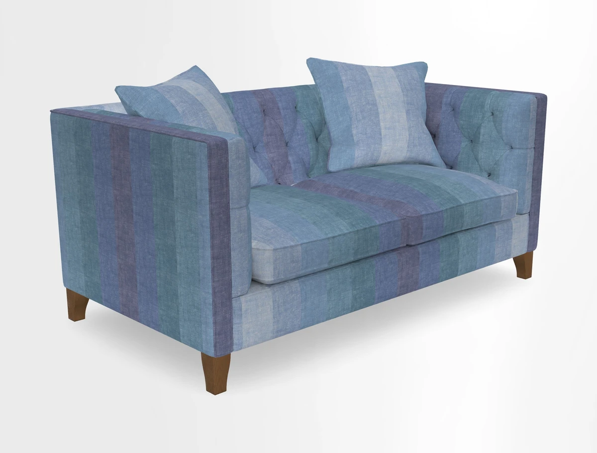 Haresfield 3 seater sofa in Whernside Spring Grass and Stockport Stripe Hunter 