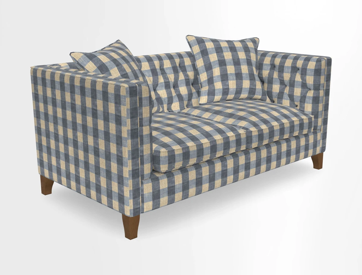 Haresfield 3 seater sofa in Whernside Spring Grass and Stockport Stripe Hunter 