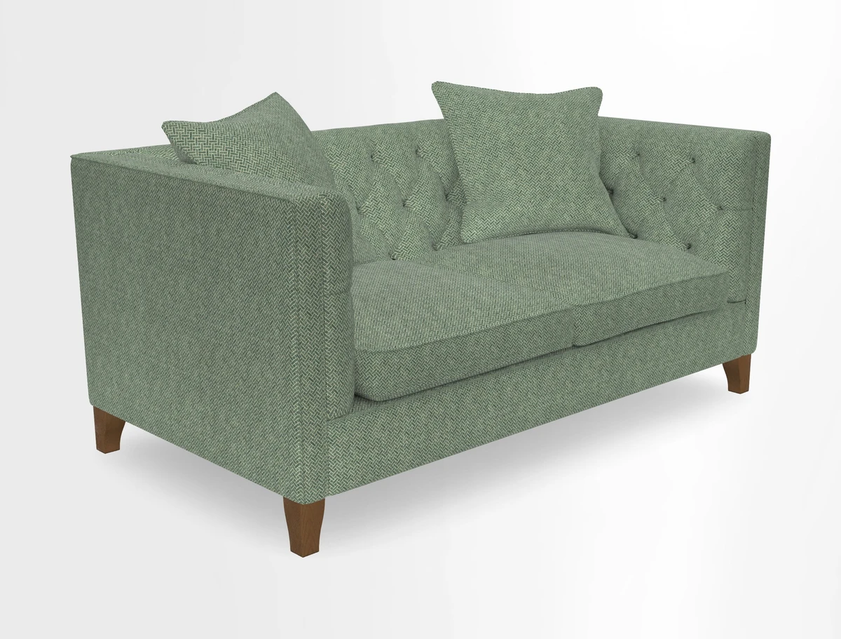 Haresfield 3 seater sofa in Whernside Spring Grass and Stockport Stripe Hunter 