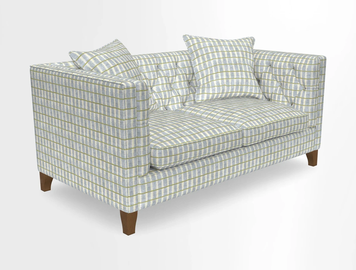 Haresfield 3 seater sofa in Whernside Spring Grass and Stockport Stripe Hunter 
