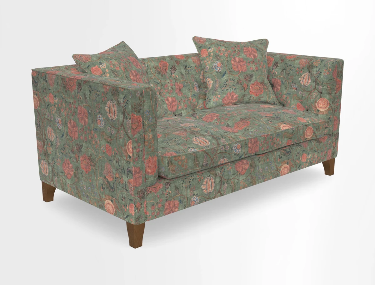 Haresfield 3 seater sofa in Whernside Spring Grass and Stockport Stripe Hunter 