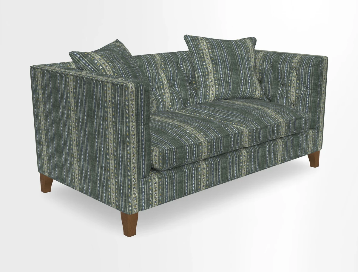 Haresfield 3 seater sofa in Whernside Spring Grass and Stockport Stripe Hunter 