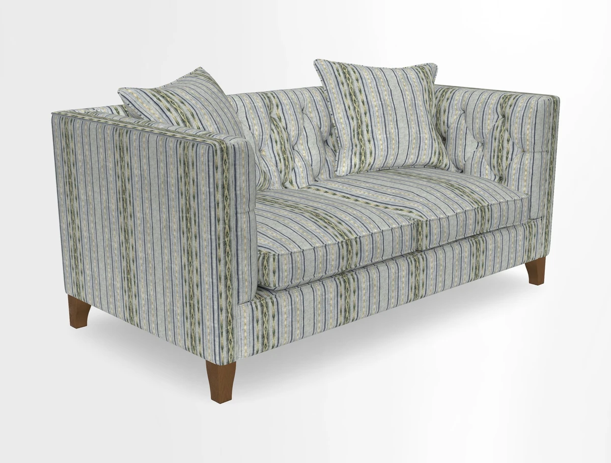 Haresfield 3 seater sofa in Whernside Spring Grass and Stockport Stripe Hunter 