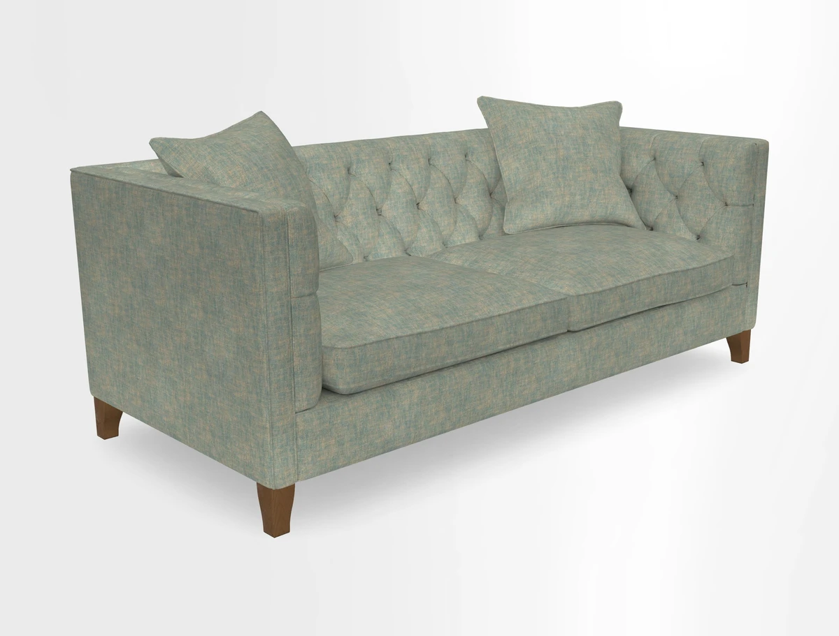 Haresfield 3 seater sofa in Whernside Spring Grass and Stockport Stripe Hunter 