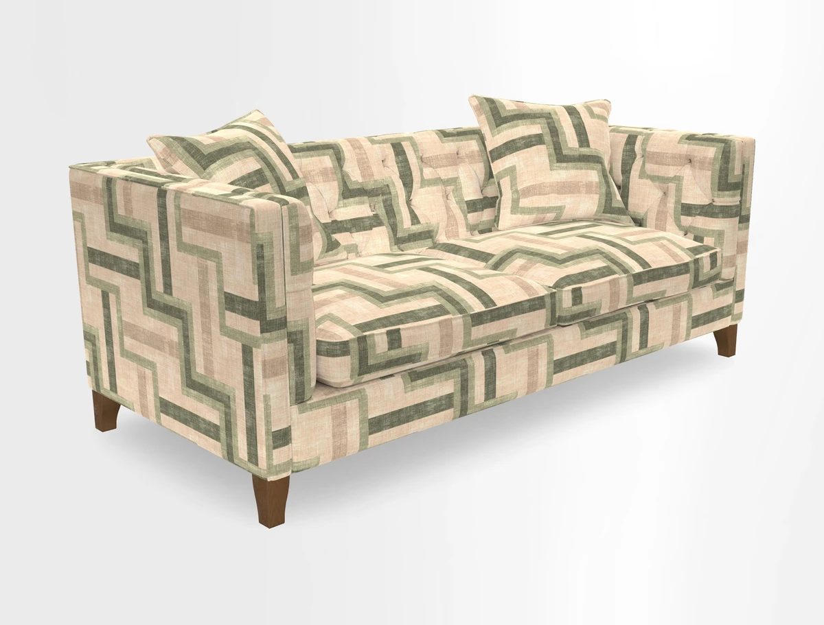 Haresfield 3 seater sofa in Whernside Spring Grass and Stockport Stripe Hunter 