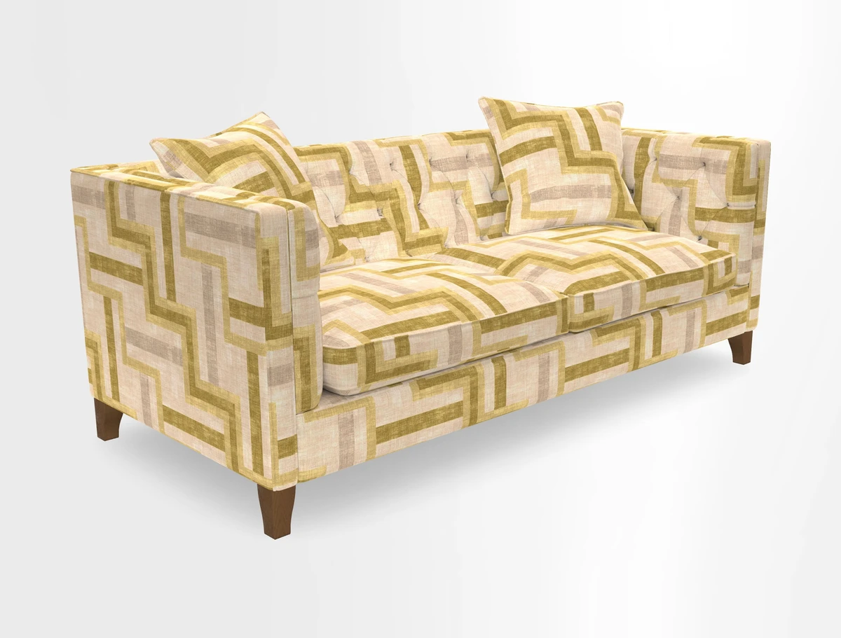 Haresfield 3 seater sofa in Whernside Spring Grass and Stockport Stripe Hunter 