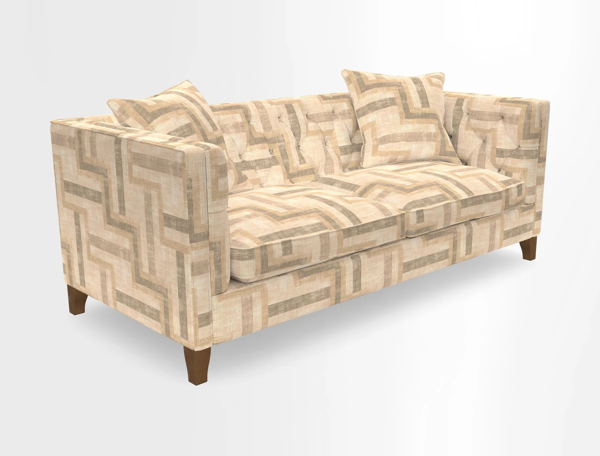 Haresfield 3 seater sofa in Whernside Spring Grass and Stockport Stripe Hunter 