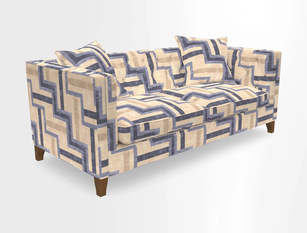 Haresfield 3 seater sofa in Whernside Spring Grass and Stockport Stripe Hunter 