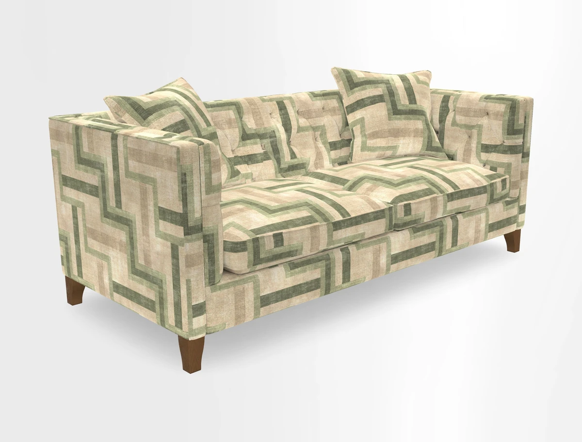 Haresfield 3 seater sofa in Whernside Spring Grass and Stockport Stripe Hunter 