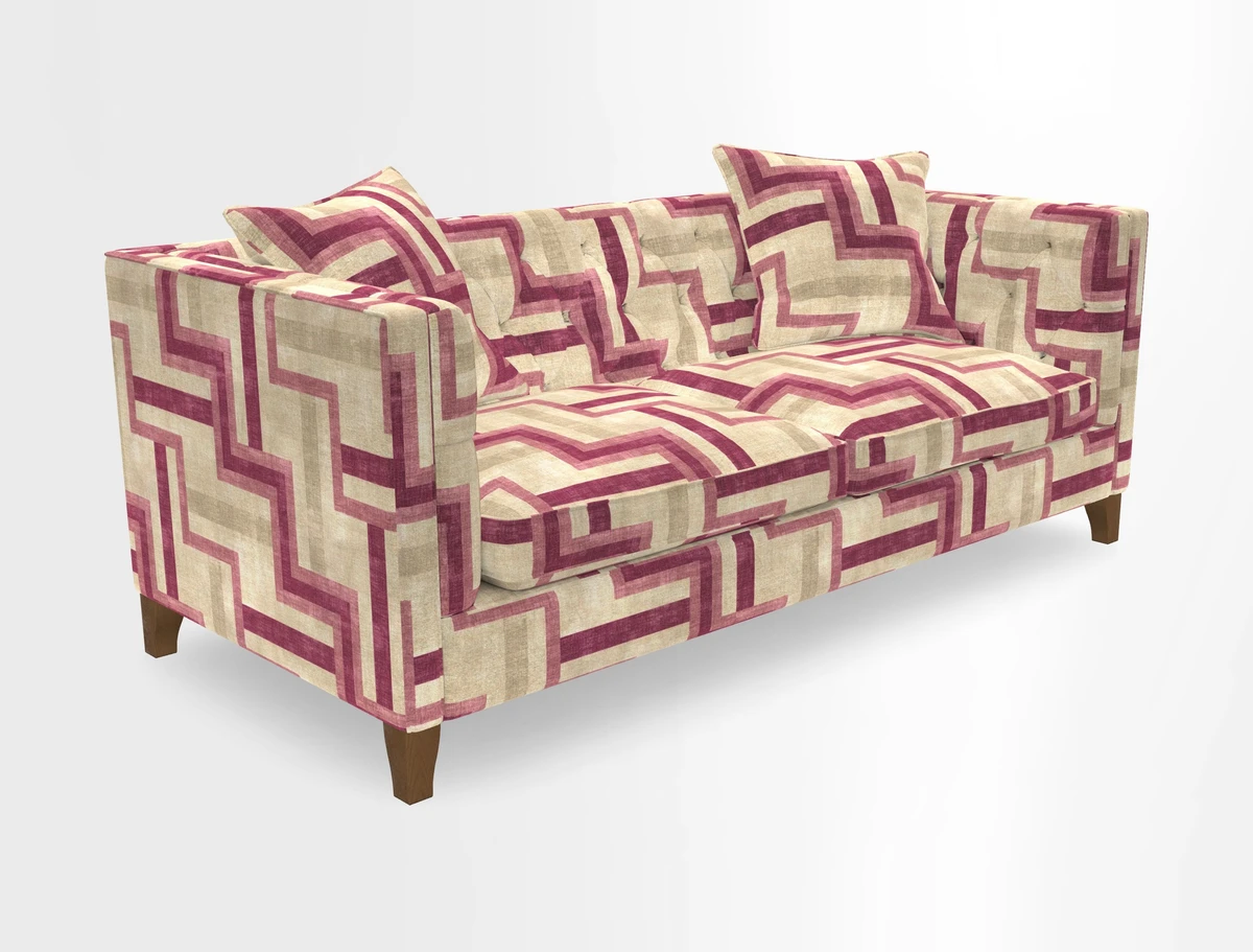 Haresfield 3 seater sofa in Whernside Spring Grass and Stockport Stripe Hunter 