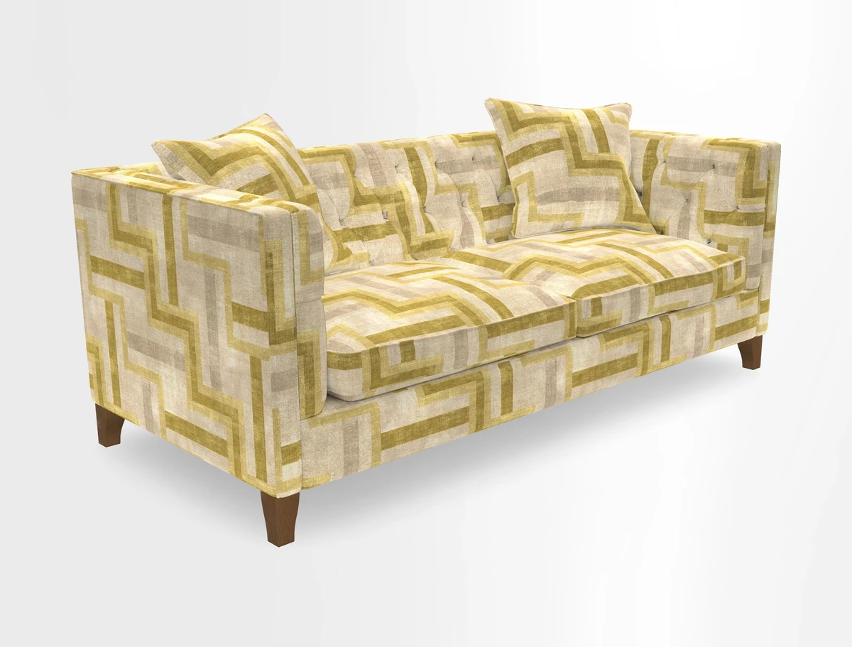 Haresfield 3 seater sofa in Whernside Spring Grass and Stockport Stripe Hunter 