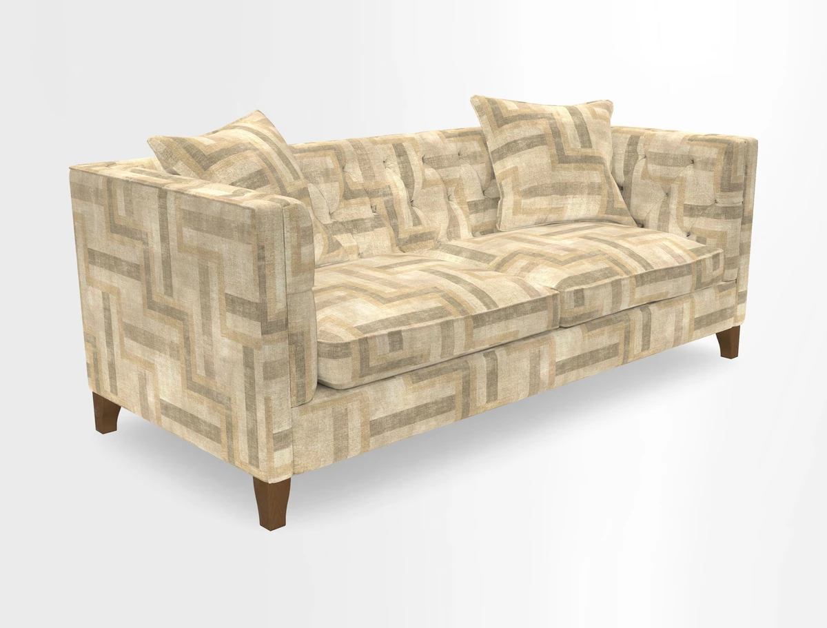 Haresfield 3 seater sofa in Whernside Spring Grass and Stockport Stripe Hunter 