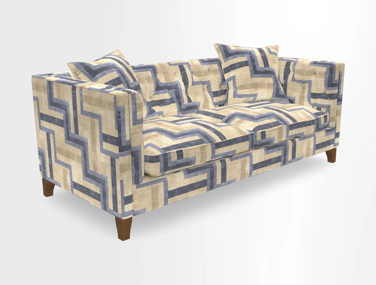 Haresfield 3 seater sofa in Whernside Spring Grass and Stockport Stripe Hunter 