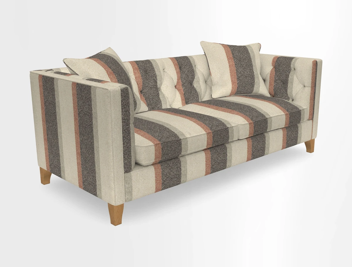 Haresfield 3 seater sofa in Whernside Spring Grass and Stockport Stripe Hunter 