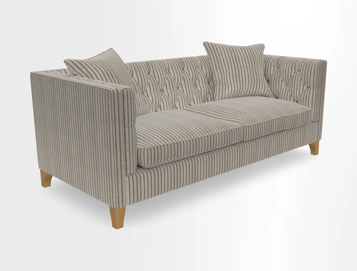 Haresfield 3 seater sofa in Whernside Spring Grass and Stockport Stripe Hunter 