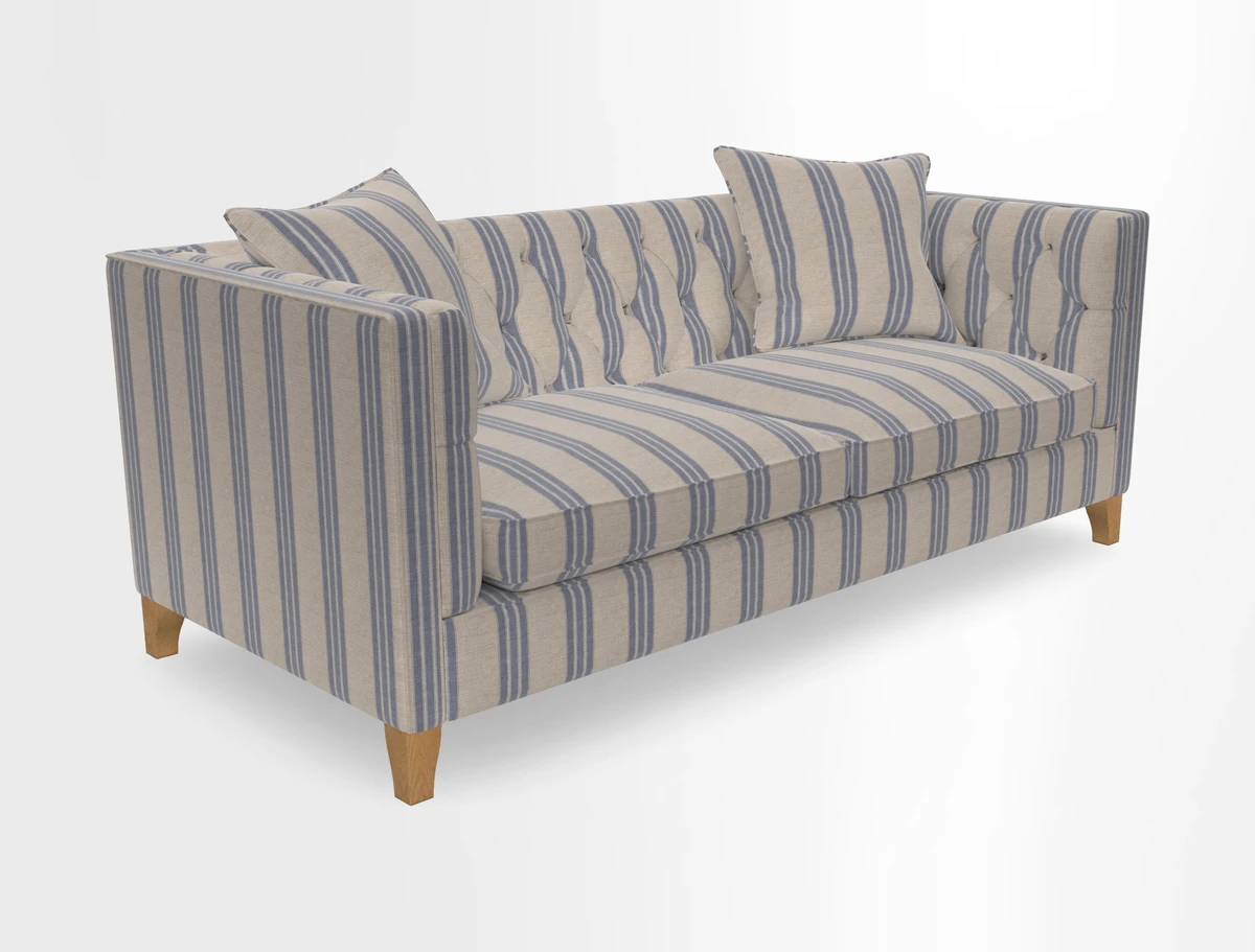 Haresfield 3 seater sofa in Whernside Spring Grass and Stockport Stripe Hunter 