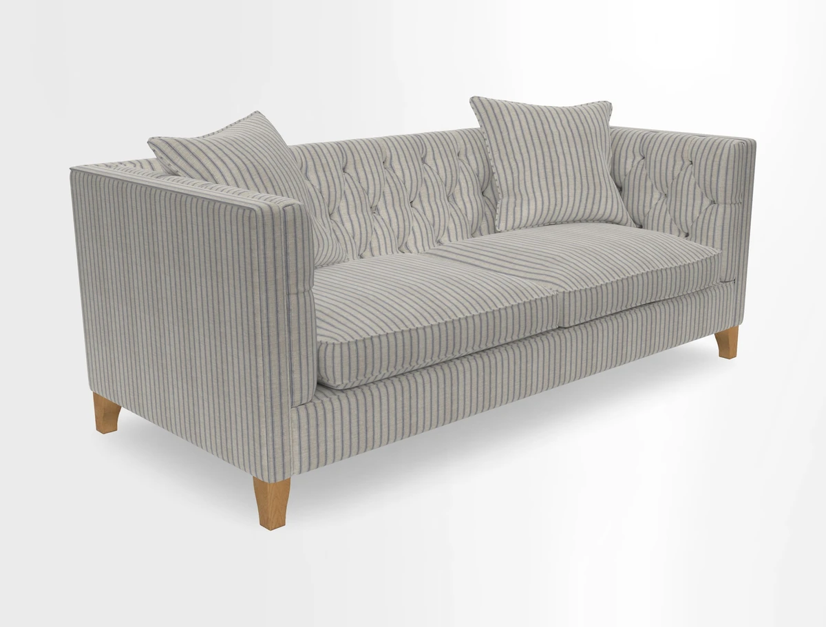 Haresfield 3 seater sofa in Whernside Spring Grass and Stockport Stripe Hunter 