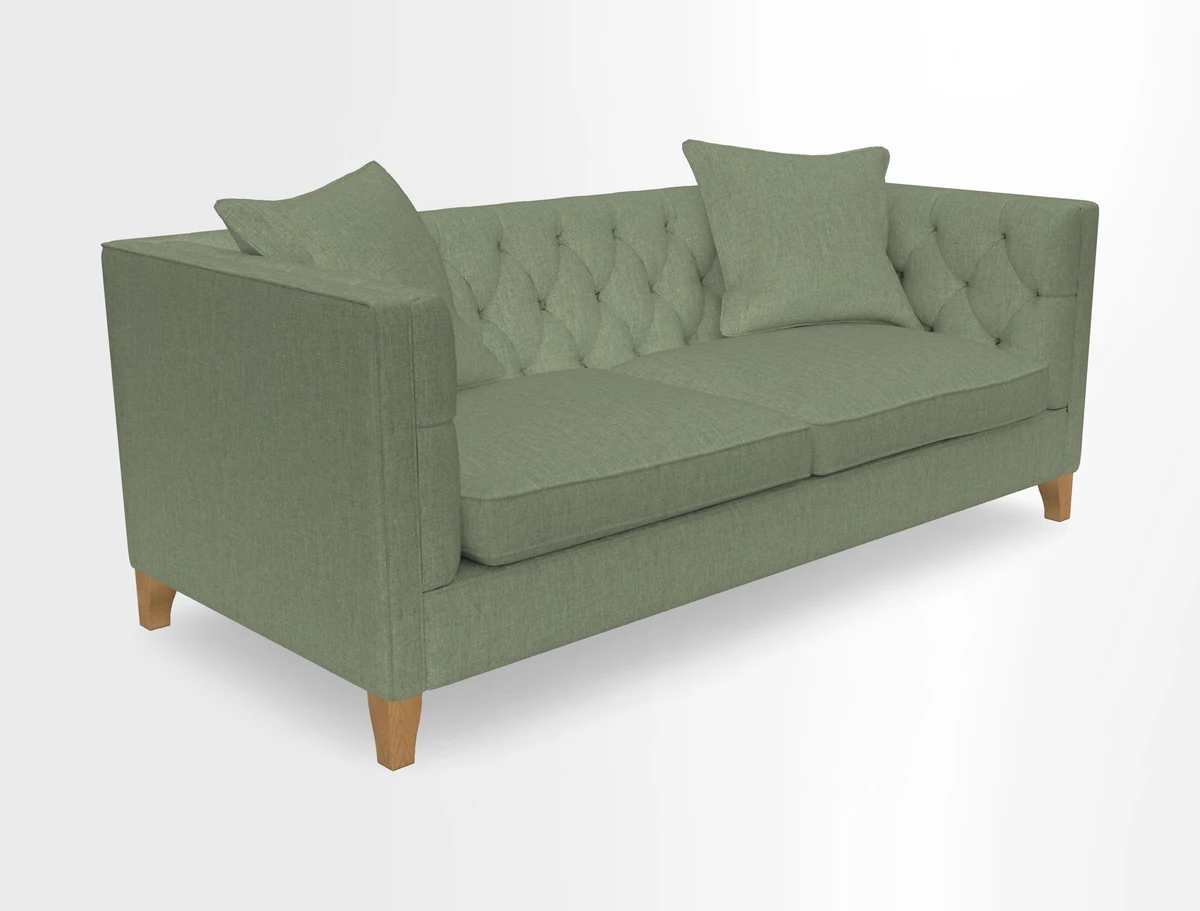 Haresfield 3 seater sofa in Whernside Spring Grass and Stockport Stripe Hunter 