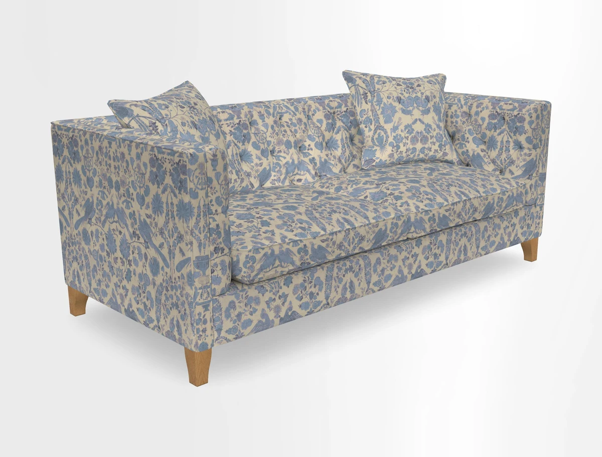 Haresfield 3 seater sofa in Whernside Spring Grass and Stockport Stripe Hunter 