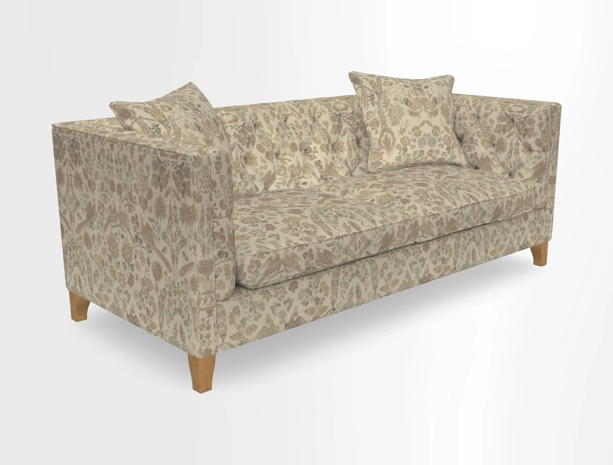 Haresfield 3 seater sofa in Whernside Spring Grass and Stockport Stripe Hunter 