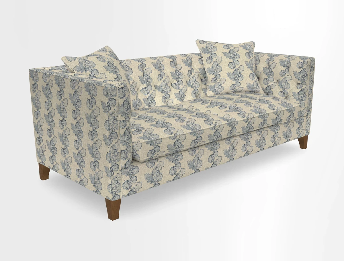Haresfield 3 seater sofa in Whernside Spring Grass and Stockport Stripe Hunter 