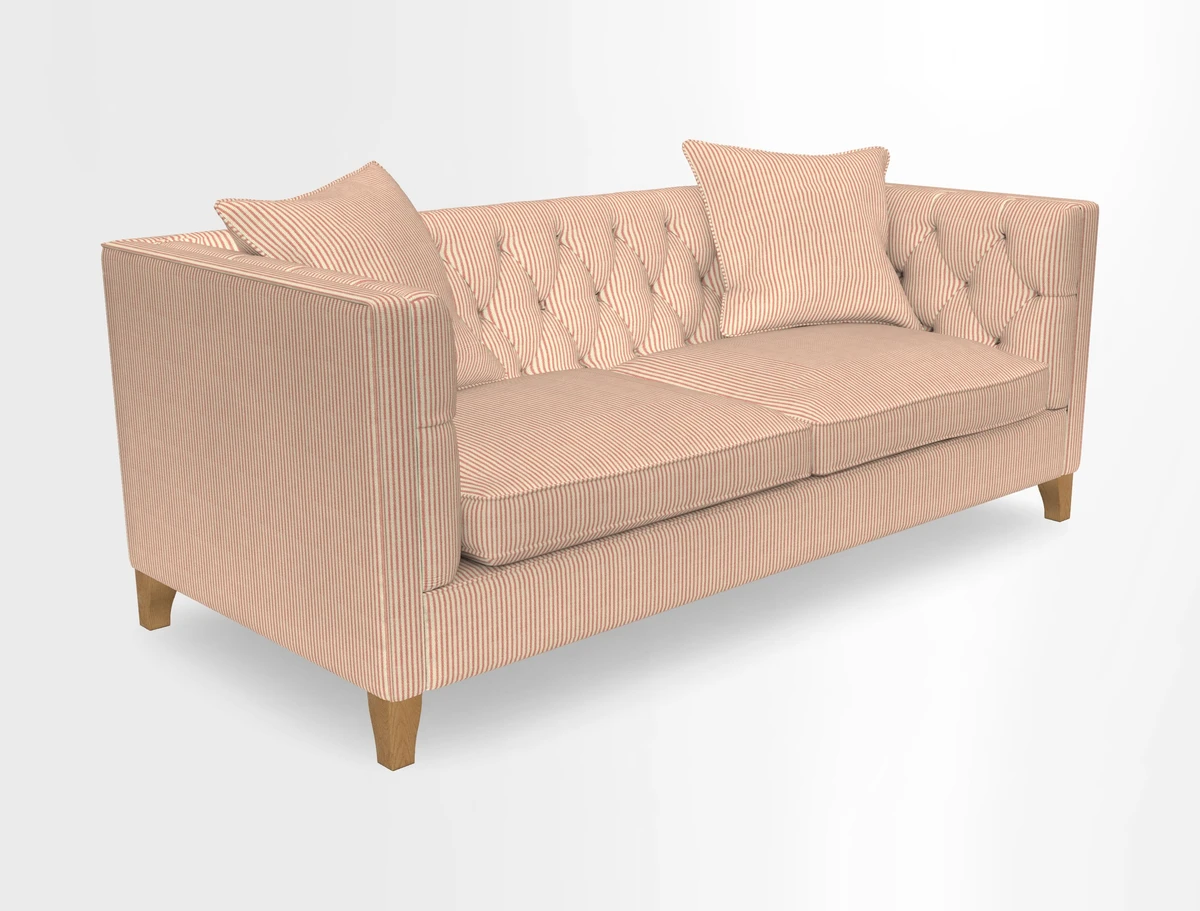 Haresfield 3 seater sofa in Whernside Spring Grass and Stockport Stripe Hunter 