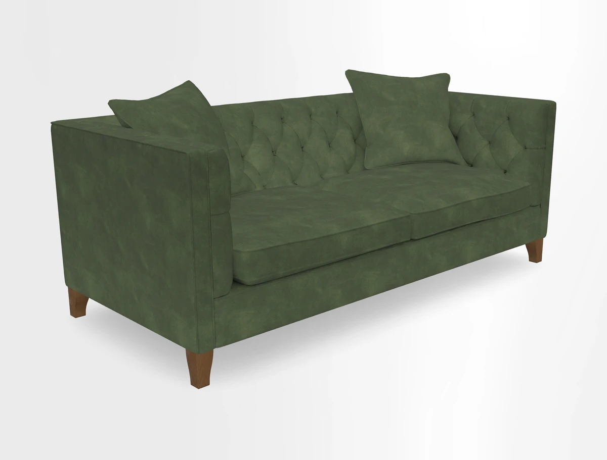 Haresfield 3 seater sofa in Whernside Spring Grass and Stockport Stripe Hunter 