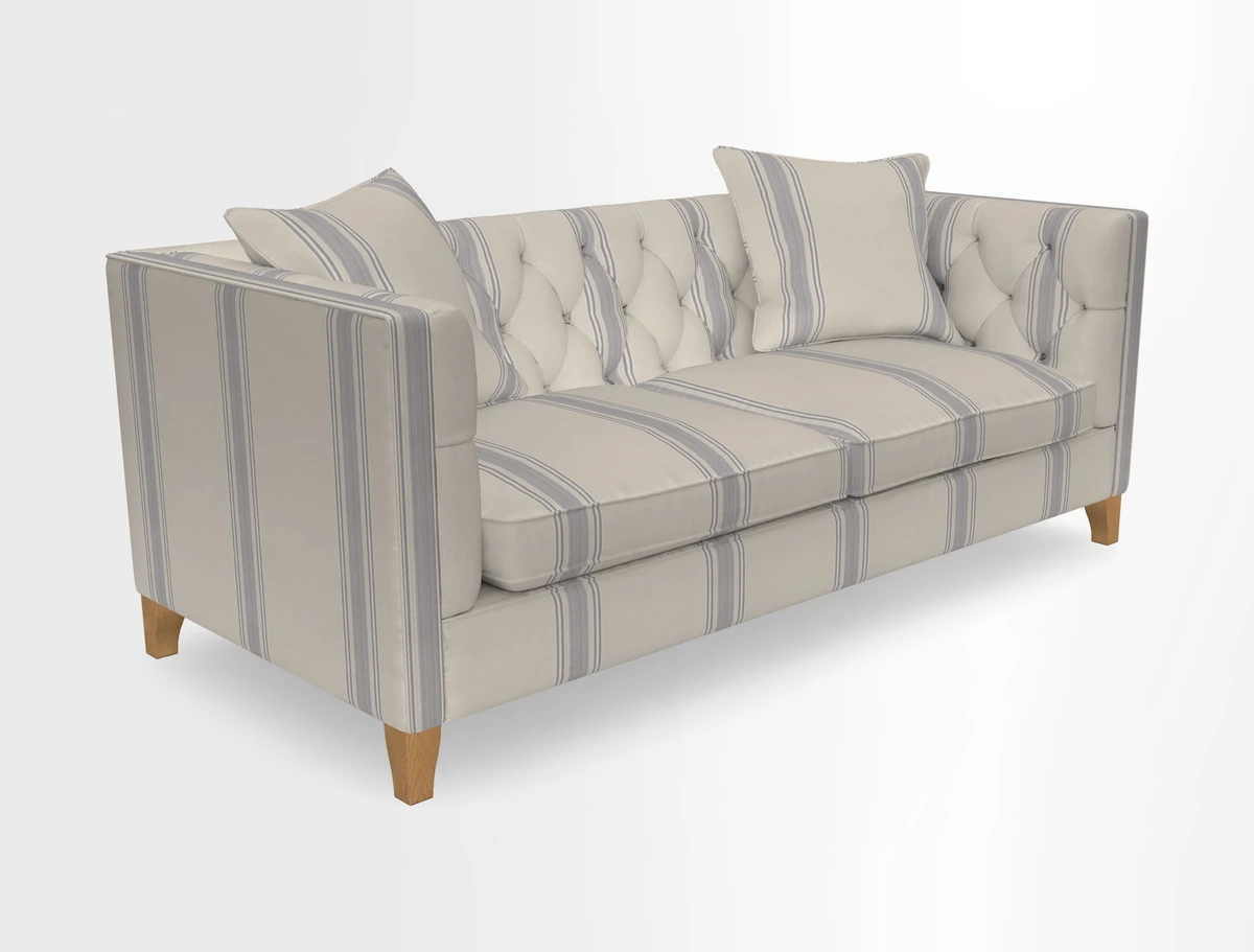 Haresfield 3 seater sofa in Whernside Spring Grass and Stockport Stripe Hunter 