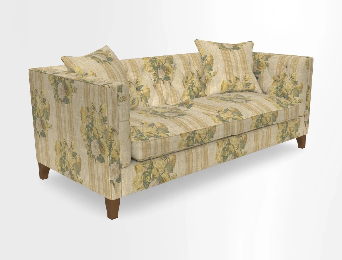Haresfield 3 seater sofa in Whernside Spring Grass and Stockport Stripe Hunter 