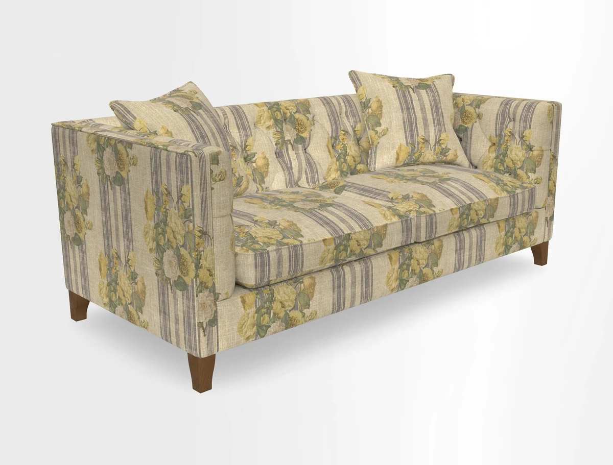 Haresfield 3 seater sofa in Whernside Spring Grass and Stockport Stripe Hunter 