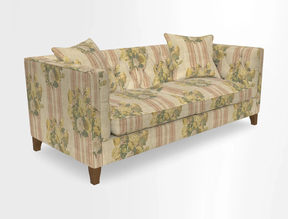 Haresfield 3 seater sofa in Whernside Spring Grass and Stockport Stripe Hunter 