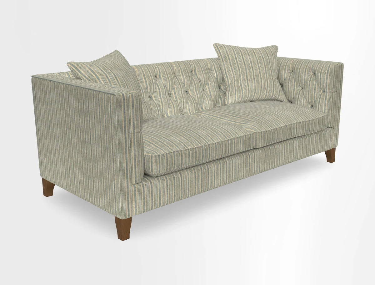 Haresfield 3 seater sofa in Whernside Spring Grass and Stockport Stripe Hunter 