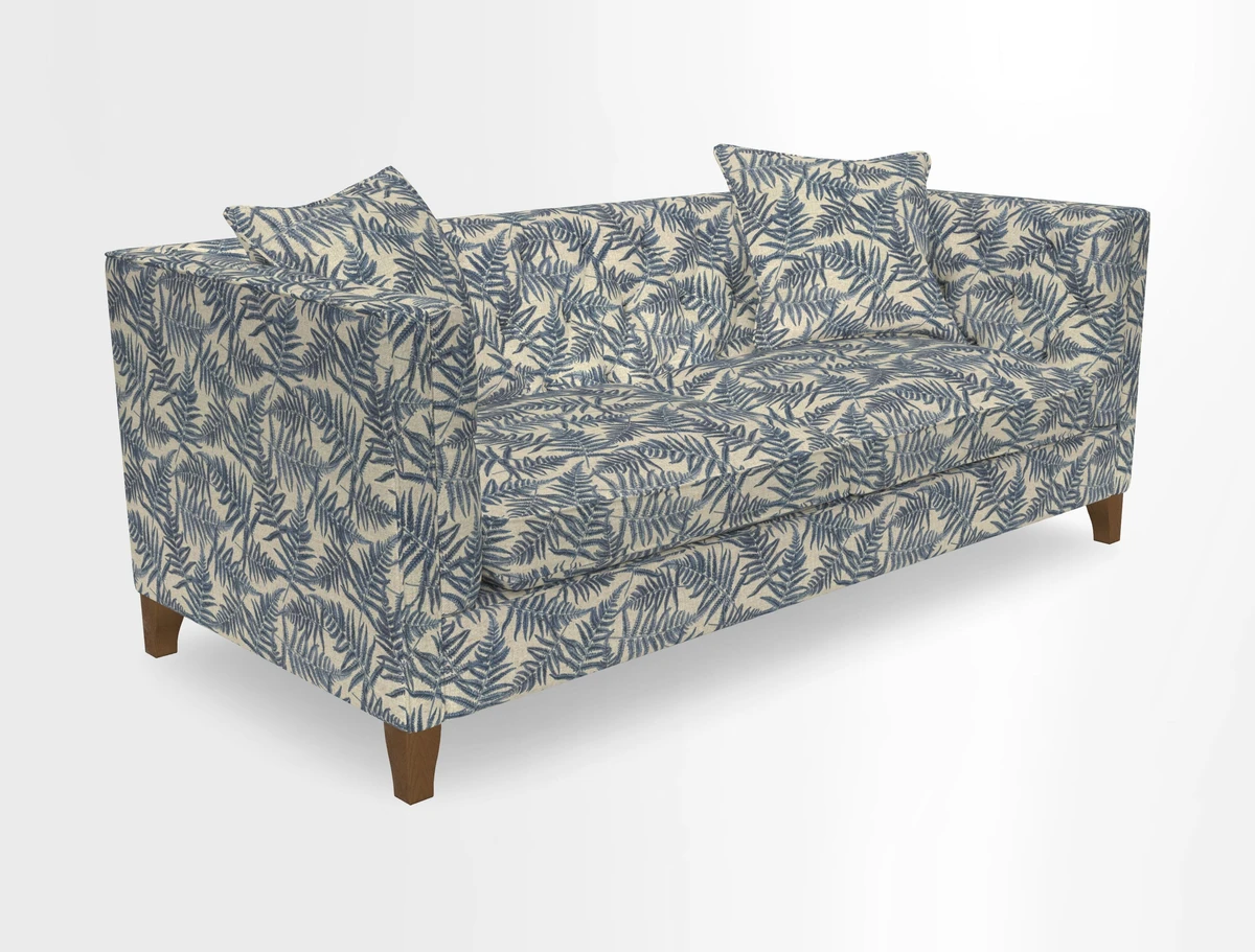 Haresfield 3 seater sofa in Whernside Spring Grass and Stockport Stripe Hunter 