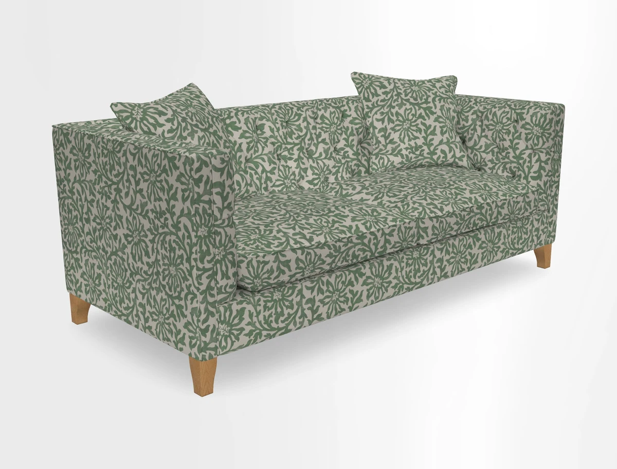 Haresfield 3 seater sofa in Whernside Spring Grass and Stockport Stripe Hunter 