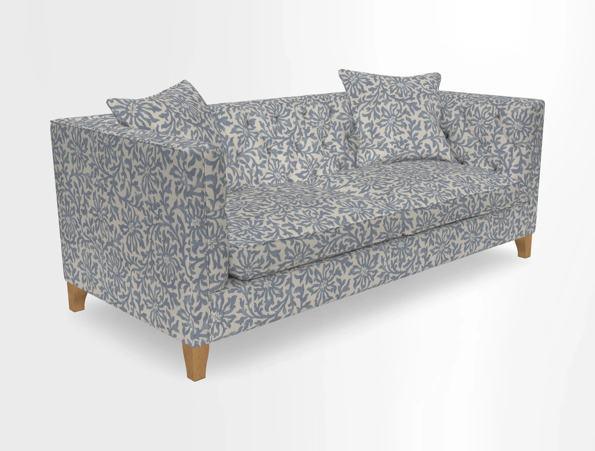 Haresfield 3 seater sofa in Whernside Spring Grass and Stockport Stripe Hunter 