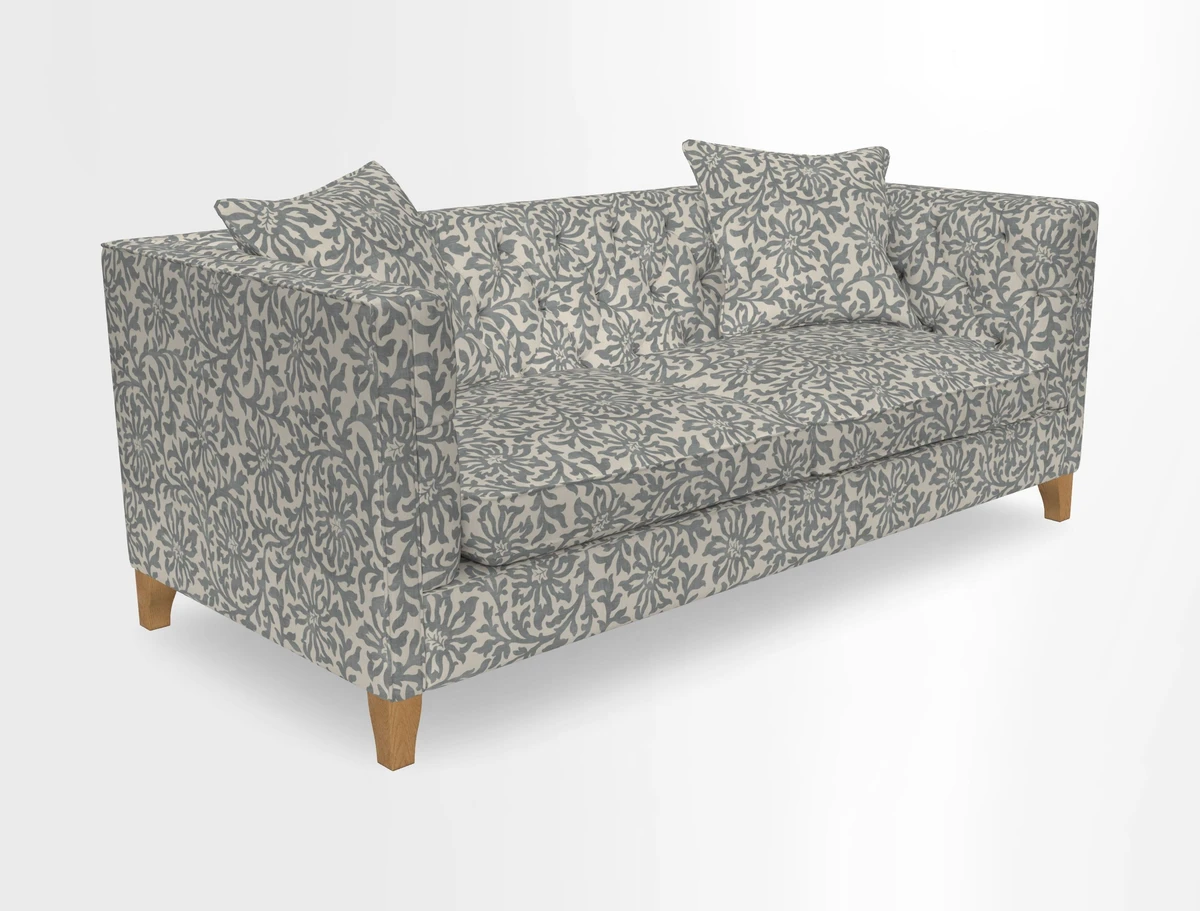 Haresfield 3 seater sofa in Whernside Spring Grass and Stockport Stripe Hunter 