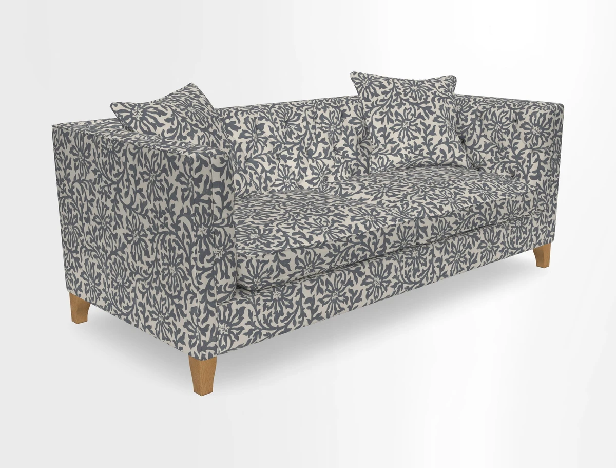 Haresfield 3 seater sofa in Whernside Spring Grass and Stockport Stripe Hunter 
