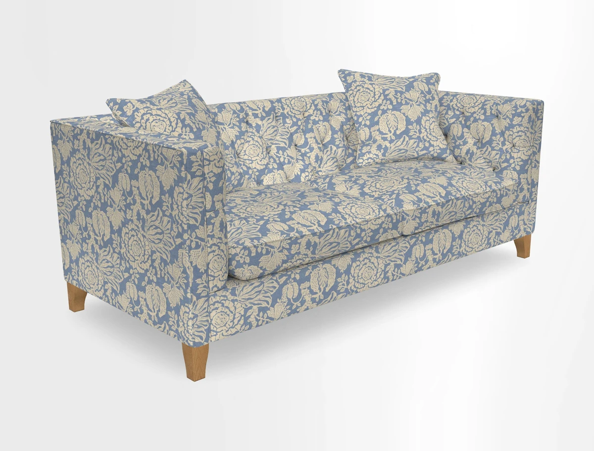 Haresfield 3 seater sofa in Whernside Spring Grass and Stockport Stripe Hunter 
