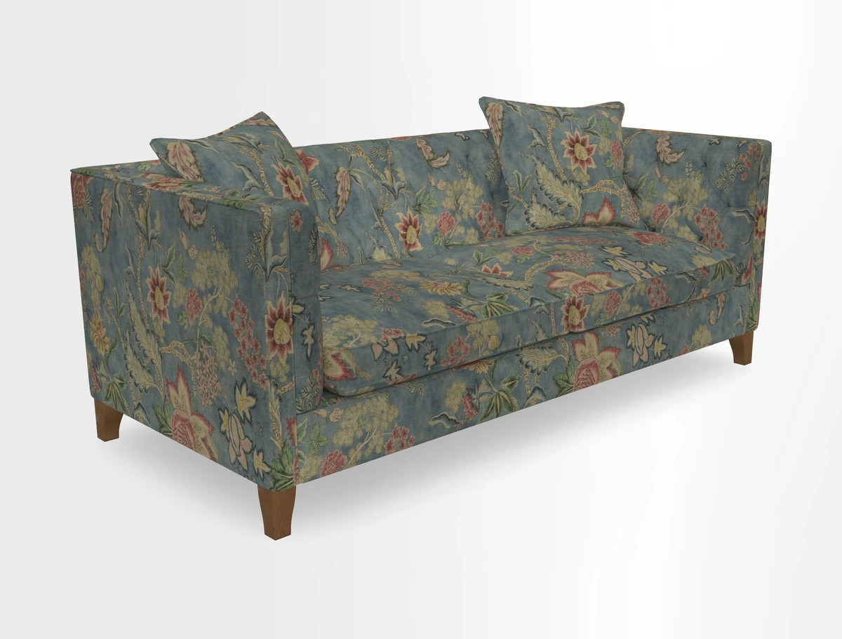 Haresfield 3 seater sofa in Whernside Spring Grass and Stockport Stripe Hunter 