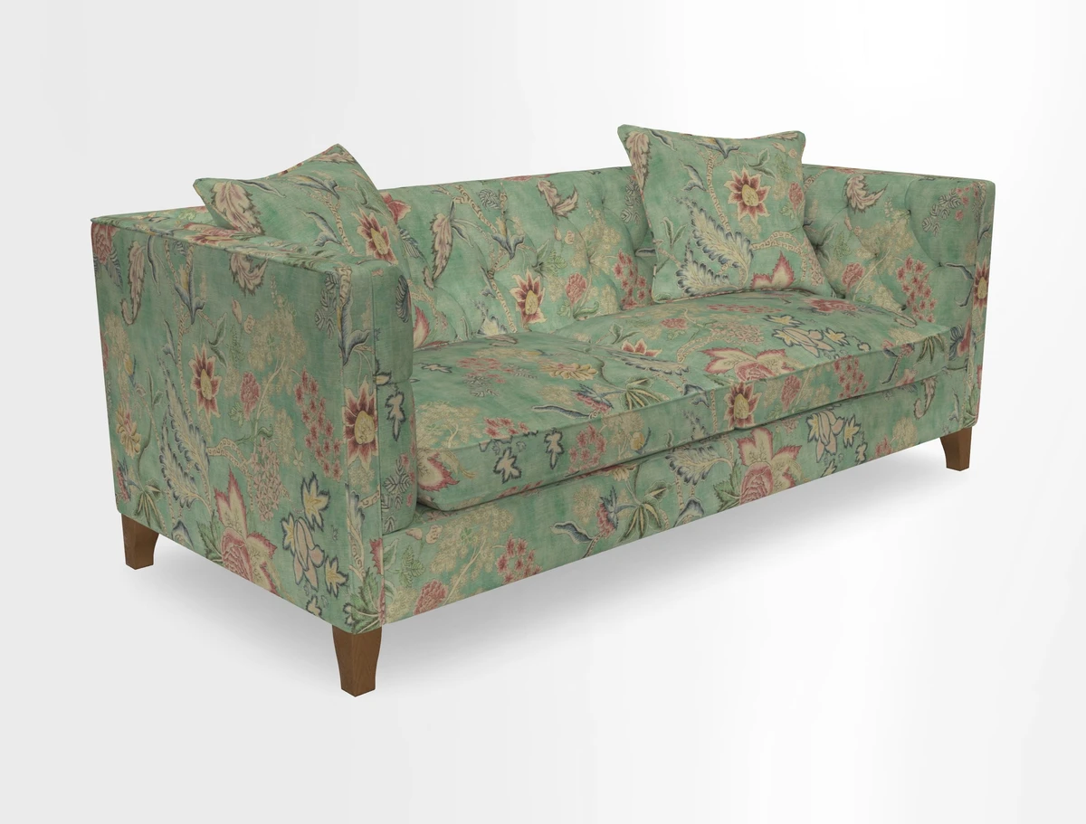 Haresfield 3 seater sofa in Whernside Spring Grass and Stockport Stripe Hunter 