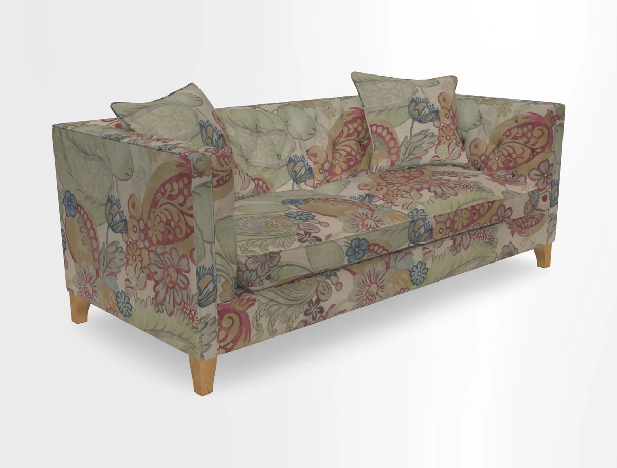 Haresfield 3 seater sofa in Whernside Spring Grass and Stockport Stripe Hunter 