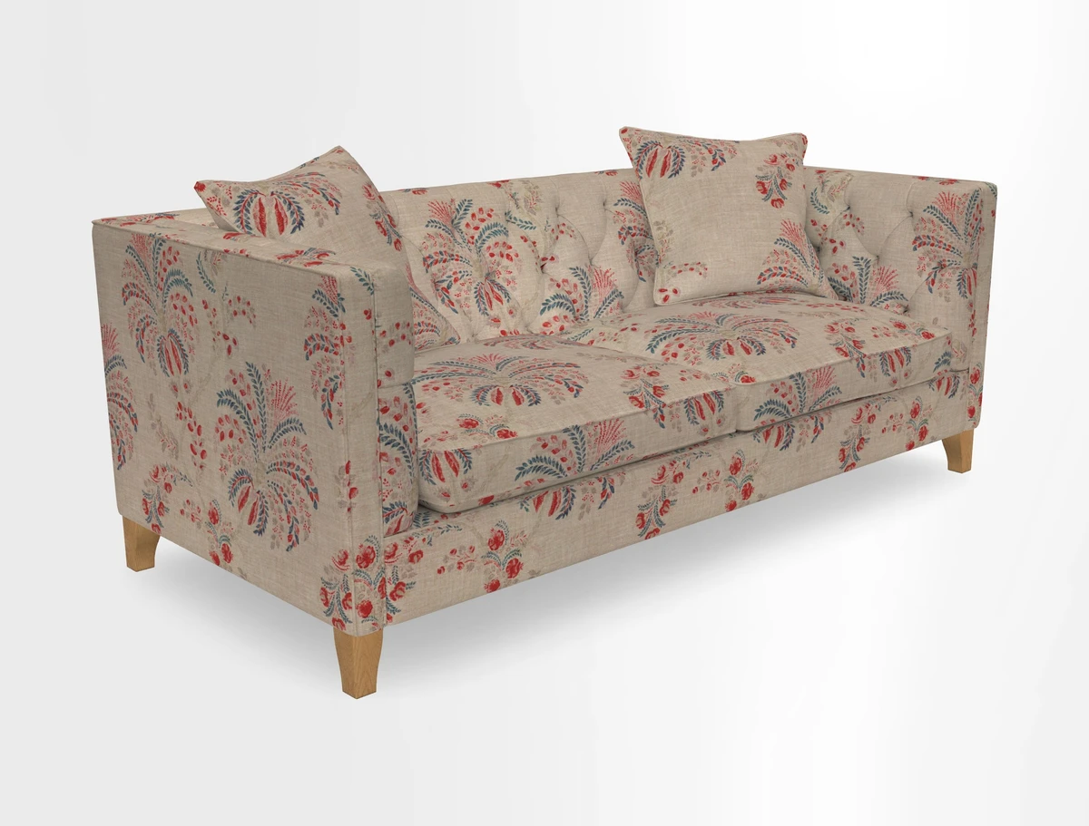 Haresfield 3 seater sofa in Whernside Spring Grass and Stockport Stripe Hunter 